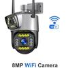 Новая IP-камера с двойным объективом европейского стандарта, 4G, Wi-Fi, 8MP, 4K, камера наблюдения, беспроводная уличная камера для умного дома, ночное видение, цифровой зум, камера видеонаблюдения