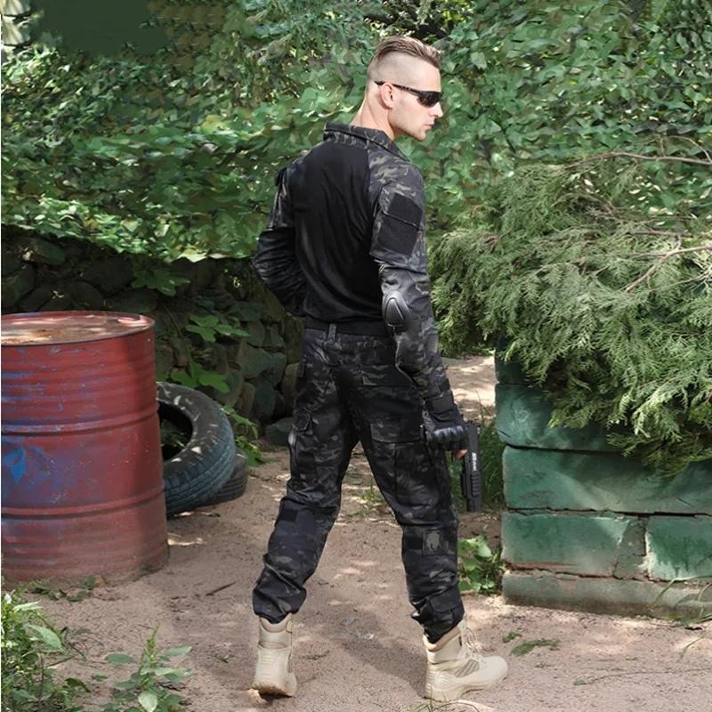 Военная форма Камуфляж Тактический Костюм Multicam Мужской Airsoft Боевая одежда для пейнтбола Походная рубашка Брюки-карго Одежда для охоты Снайпер