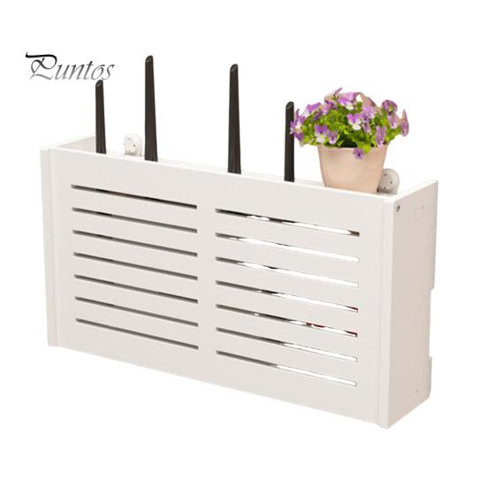 WiFi Router Storage Box Wall Mount Wooden Router Shelf Organizer Power Strip Cable Management Hider Rack for Modem Cable Router Cover