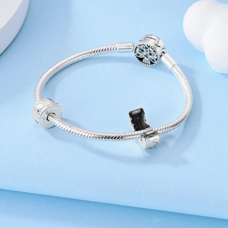 Шарм-клипса для браслета, клипса-замок, стопорная бусина, медная разделительная бусина, европейские открывающиеся бусины «Солнце, Луна, Звезда», подарок