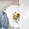 (Asian Size) Women Print Tee Love Heart Plant Flower Trend Top Clothing Fashion Tshirt Lady Female Casual Short Sleeve Graphic T-shirt