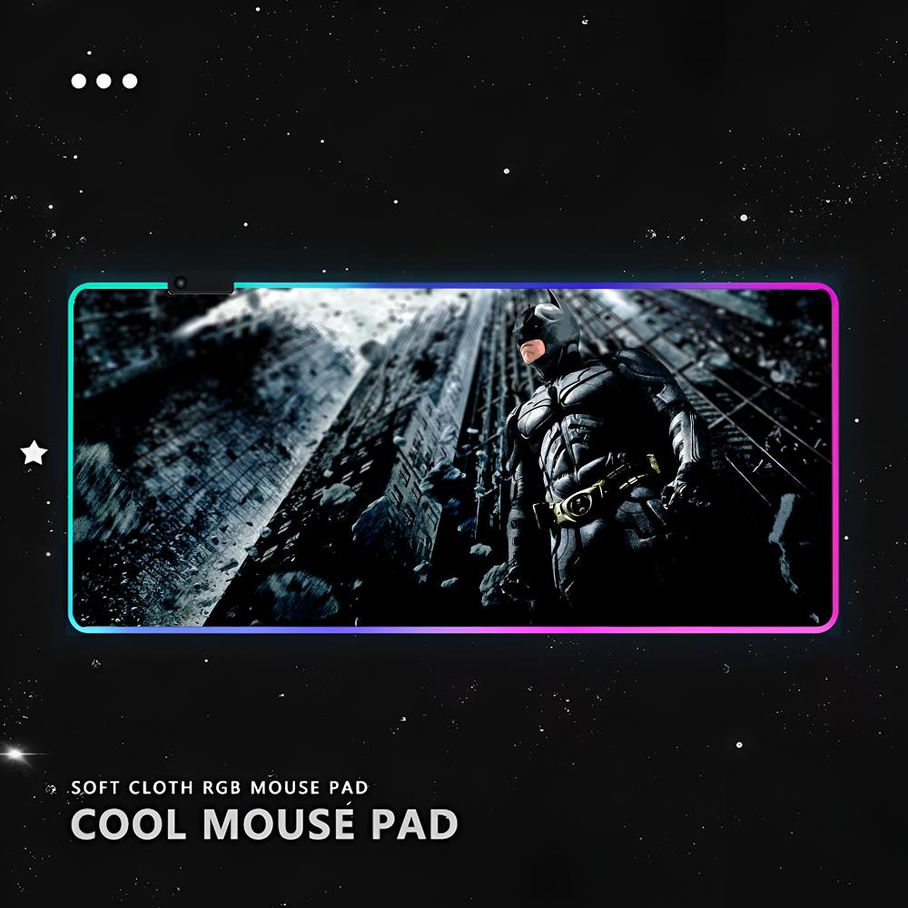 B-Batman A-Arkham Knight Mouse Pad RGB Pc Gamer Keyboard LED Glowing mause pad Mats Rubber Cute Cartoon Gaming Computer csgo lo