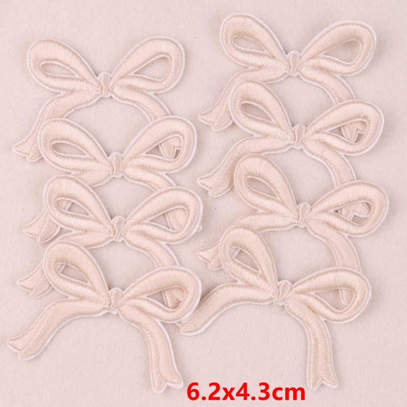 10 шт. Розовые нашивки с вышивкой в виде бантиков, пришивные нашивки для одежды, мультяшные милые розовые нашивки на одежду, детские наклейки, аппликация своими руками