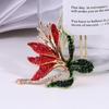 Blucome Elegant Narcissus Rhinestone Brooch for Women Unisex Zirconia Leaf Party Office Brooch Pin Gifts