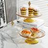 European Style Amber Pedestal Fruit and Cake Plate with Lid