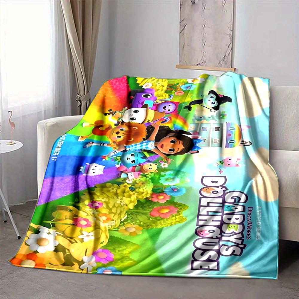 1Pc Magical Dollhouse Rainbow Wonderland Flannel Fleece Blanket Soft Warm Throw Blanket for Sofa Bed Couch Home Decor Lightweight Travel Nap Blanket X