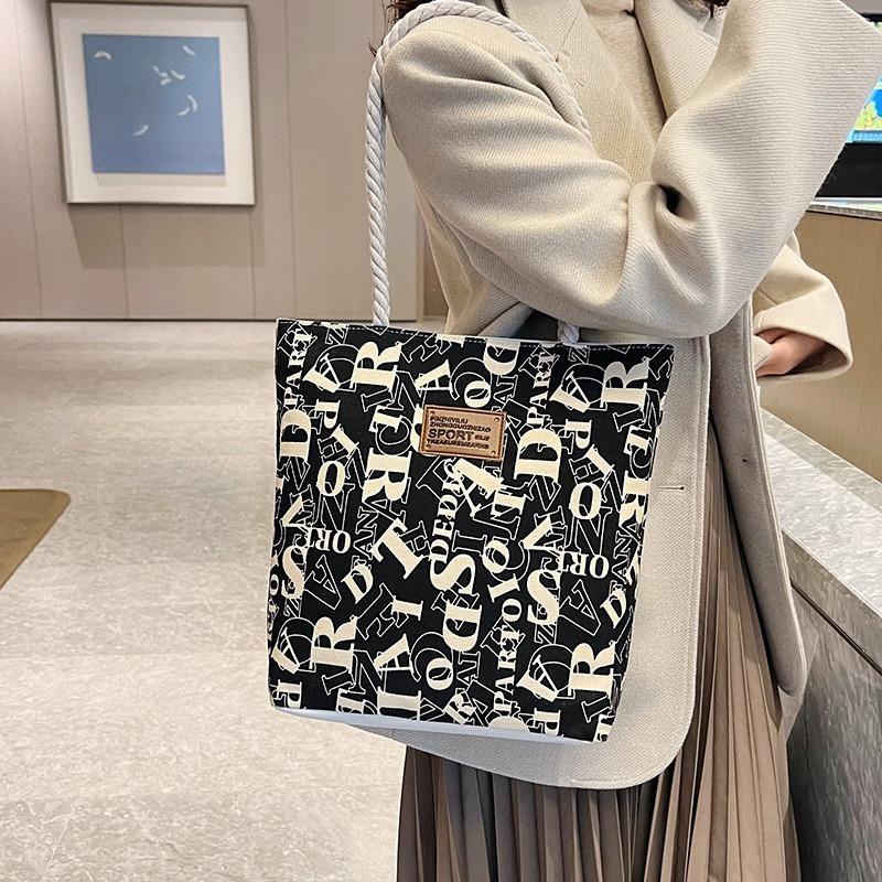 Женская сумка-тоут из холста с надписью, большая вместимость, стильная сумка через плечо для работы и поездок на работу