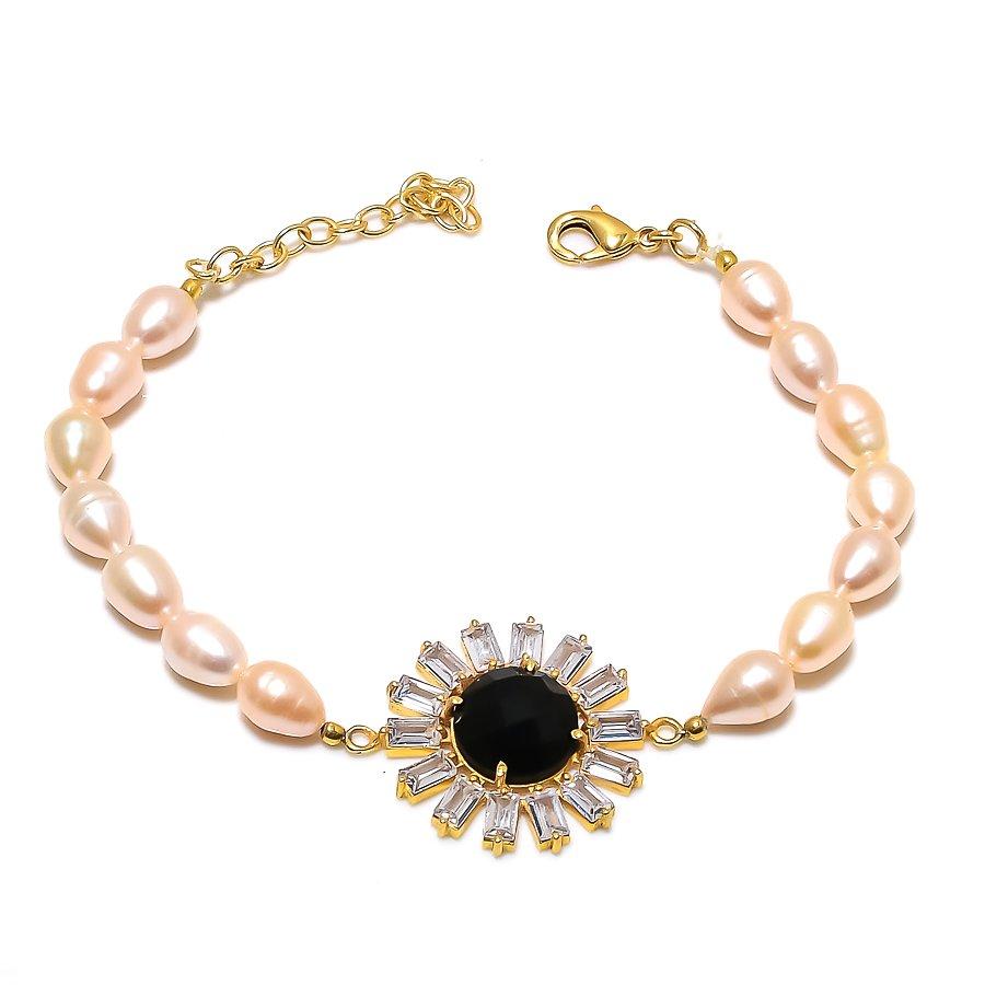 Черная шпинель, жемчуг драгоценный камень ручной работы серебро 925 пробы браслет 7-8" GK-6122