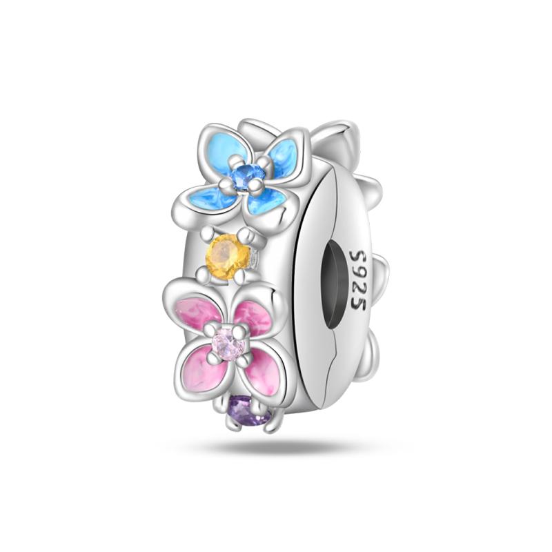 Spring 925 Silver Color Sakura Butterfly Flowers Charms Beads Fit Diy 925 Original Bracelets Fine DIY Jewelry Birthday Gifts