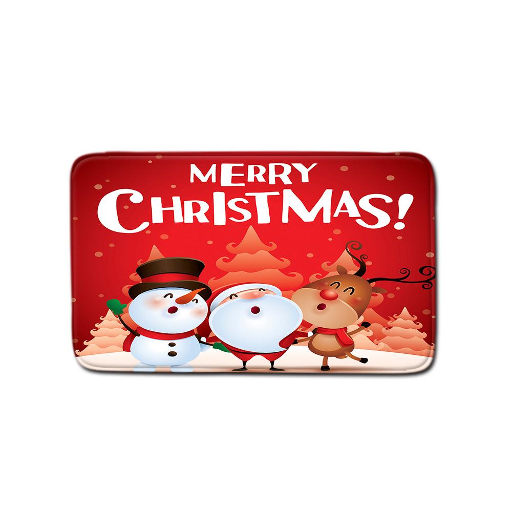 Christmas Bathroom Shower Curtain Toilet Floor Mat Four-Piece Bathroom Non-Slip Door Mat Kitchen Bedroom Absorbent Carpet