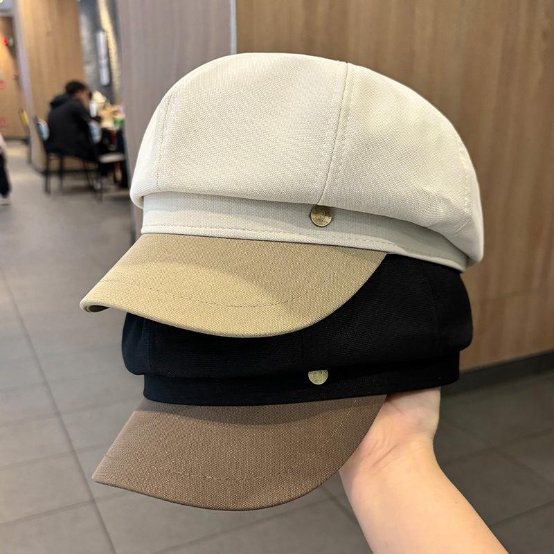 Spring and Autumn New Gold Buckle Octagonal Hat Children's Outdoor Face Painter Newsboy Hat Sunshade Sunscreen Hat