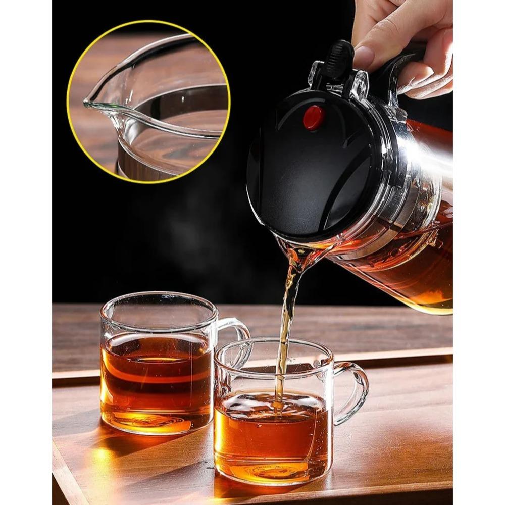 Термостойкий стеклянный чайник с фильтром One Click, кофеварка для чая и кофе, дизайн с разделением воды, домашняя чайная утварь