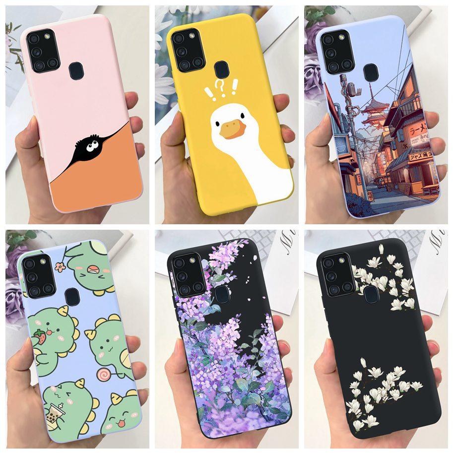 Чехол для Samsung A21S SM-A217F A 21S Задняя крышка Модный Цветочный Мультяшный Мягкий Силиконовый ТПУ Чехол для Телефона Для Samsung Galaxy A21s Capa
