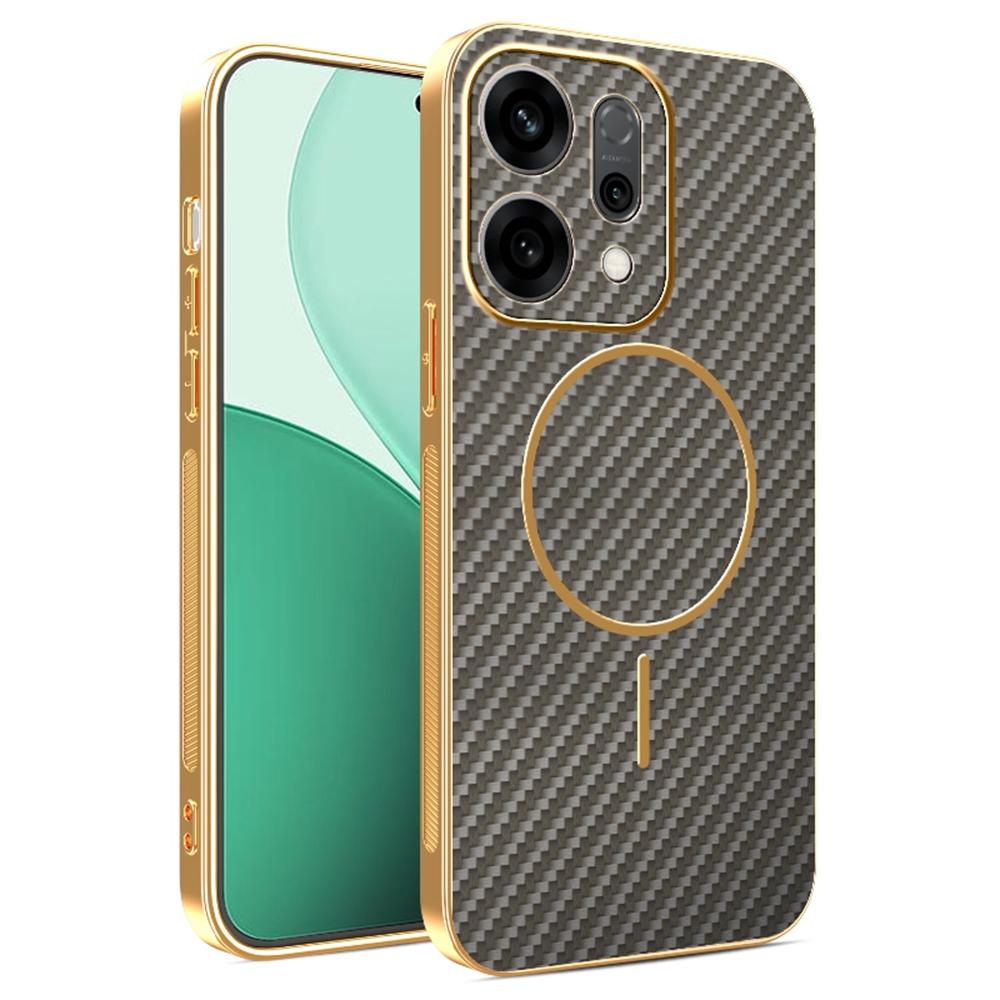 For Oppo Reno14 5G (Global) Case Carbon Fiber Textured Electroplated TPU Back Cover