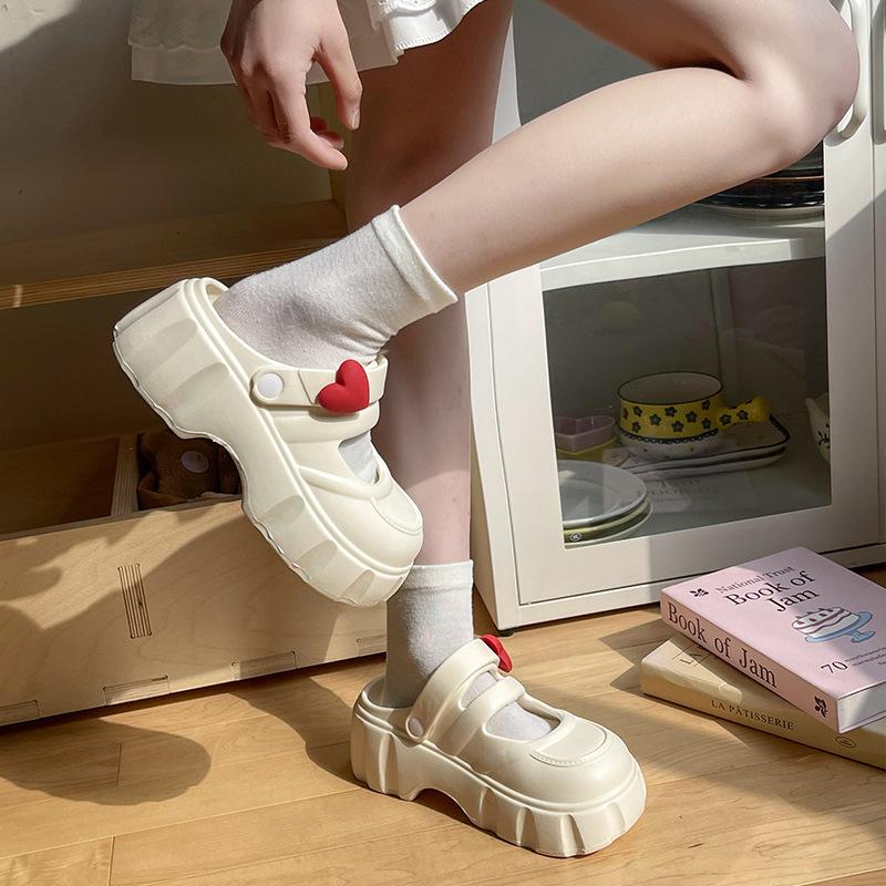 Женские летние сандалии на платформе из ЭВА 2025 Новая мода Закрытый носок Нескользящие Пляжные шлепанцы Женские Легкие На толстой подошве Мэри Джейн