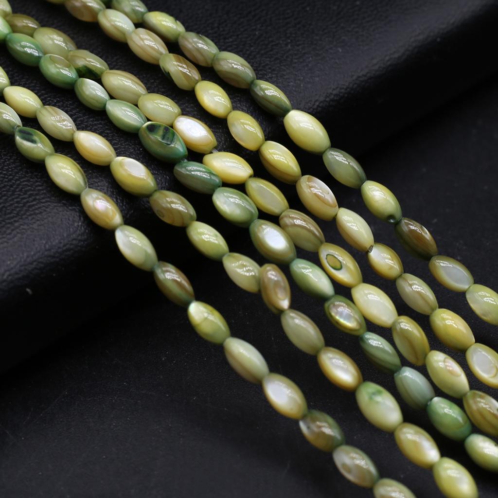 1Strand Natural Freshwater Shell Beads Dyeing Rice Shape Loose Spacer Beads for Jewelry Making DIY Necklace Bracelet Earring Accessories 4x8mm