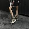 Women's Boots Graffiti High Top Canvas Shoes New Style Pants Leg Boots Thick Sole Non Slip Belt Buckle Fashion Boots