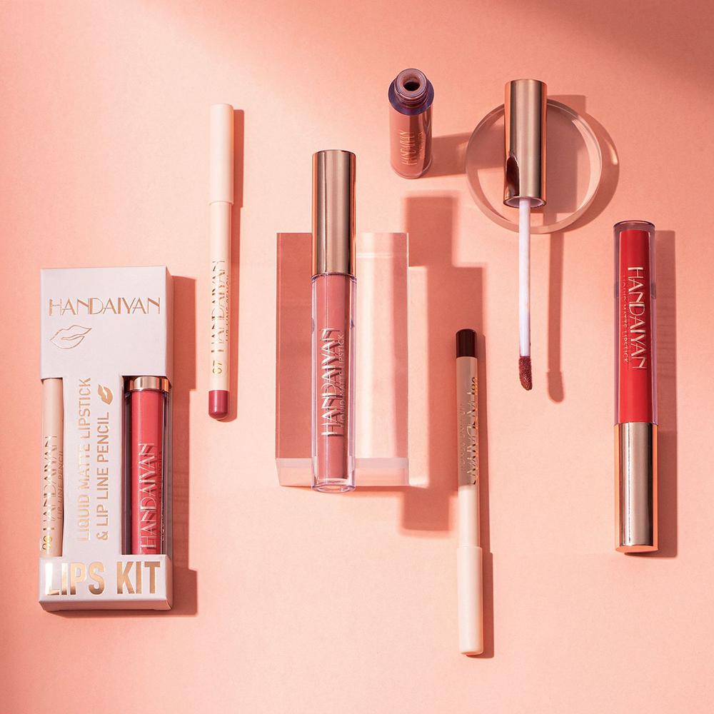 HANDAIYAN Набор блесков для губ для губ, водостойкая матовая жидкая помада-карандаш, сексуальный красный стойкий карандаш для губ, косметика для макияжа