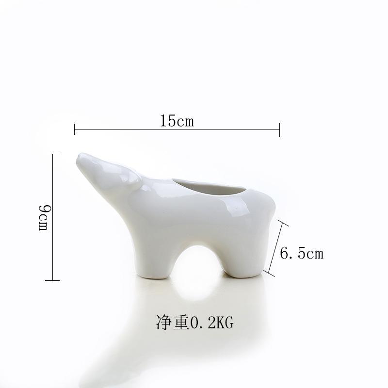 Scandinavian Style Ceramic Succulent Flower Pot, Creative Office Desktop Polar Bear Couple Green Plants Animal Potted Plants