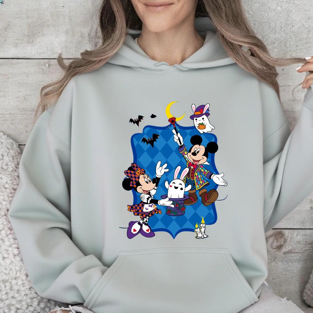 Disney Parent-child Clothing Multi-color Optional Men's and Women's Hooded Sweater Mickey Halloween Couple Clothing Holiday Gift