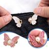 2Pcs Waist Butterfly Clips Reusable No Sew Pants Waist Tightener Buckle Clasp Detachable Butterfly Waist Cinching Button for Loose Jeans
