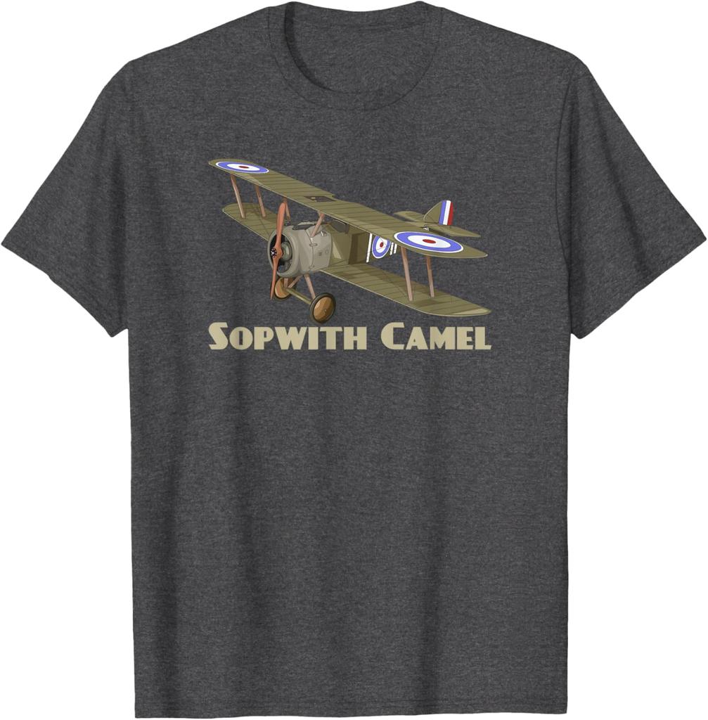Avion De Chasse Sopwith Camel WW1 Biplan Britannique T-Shirt Short Sleeve Casual 100% Cotton Shift