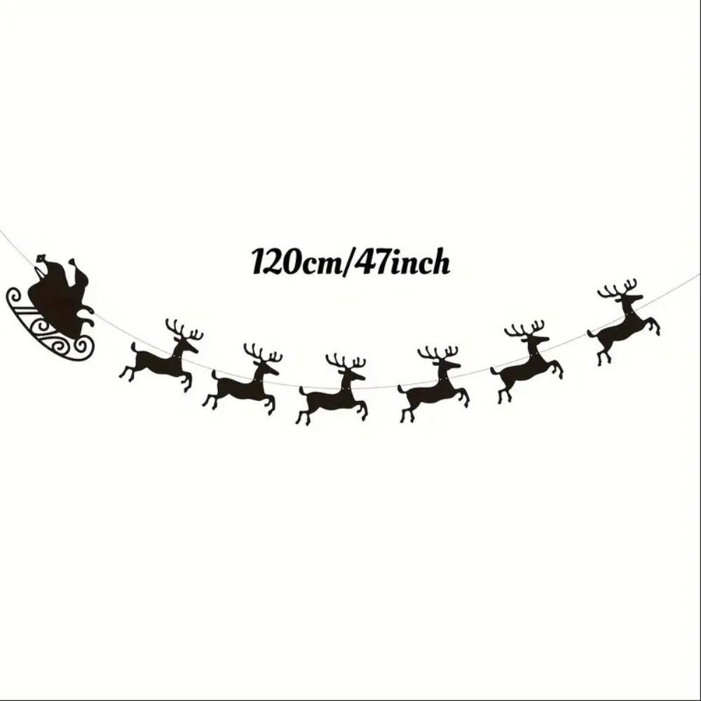 Winter Theme Santa Sleigh Garland Felt Christmas Felt Garland Reindeer Garland Fireplace Decor