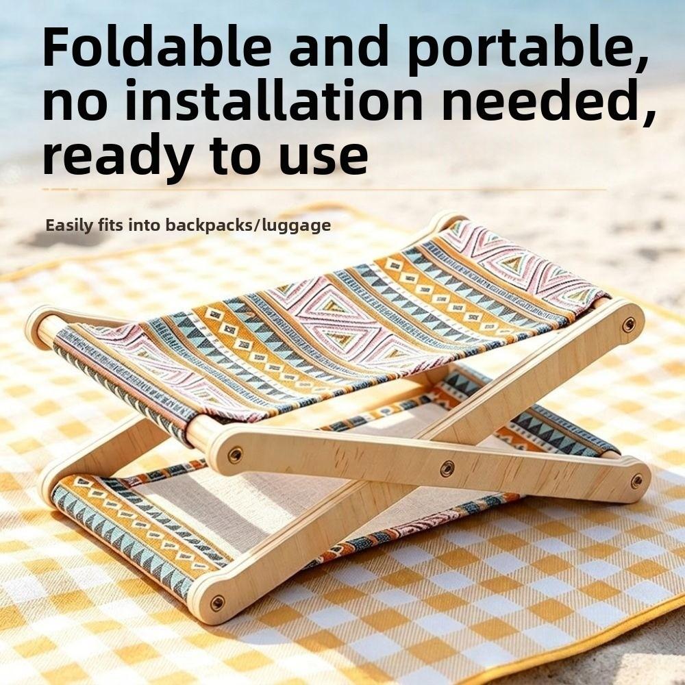 Adjustable Height Folding Wooden Beach Pillow Compact Canvas Lounge Headrest Household