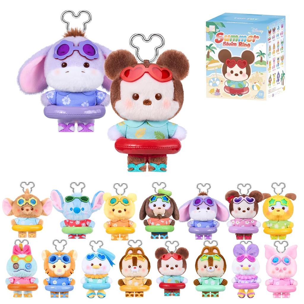 TOP TOY Дисней Семья Микки Летние Водные Игры Плюшевая Серия 1 Штука Гача Сюрприз Фигурка Пластиковая Модель Премиум Минни Стич Винни Пух Персонаж