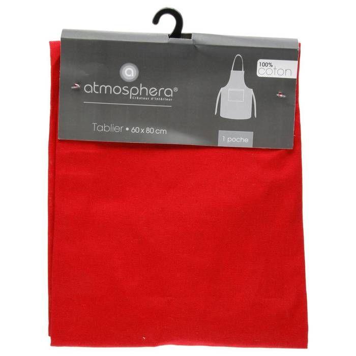 Tablier Coton Rouge 60x80cm - Atmosphera Createur D'interieur