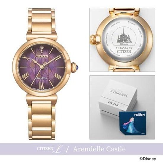 Женские наручные часы CITIZEN L EM1079-89W Коллекция Disney Замок Эренделл водонепроницаемые лимитированная модель теплый золотой