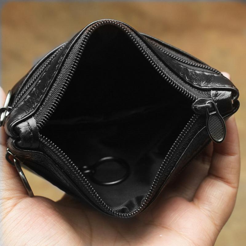 Натуральная кожа Ретро кошелек для монет Держатель для карт Маленький кошелек на молнии Женский мешочек для денег Мужской мешочек для монет