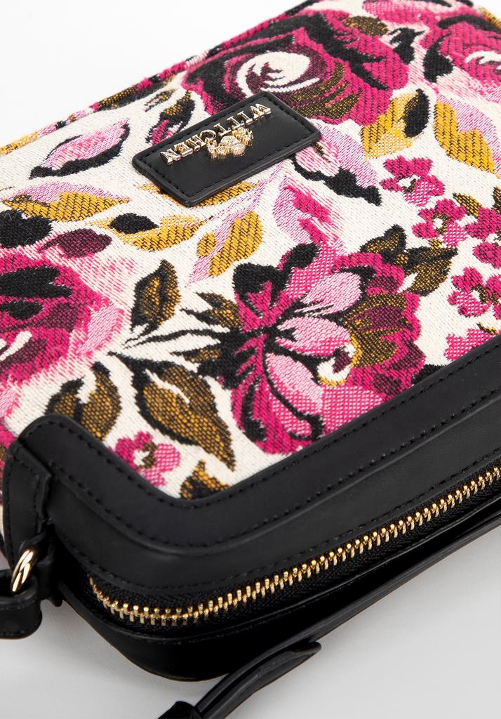 Wittchen Women's Crossbody Bag Made Of Jacquard And Eco-Leather, White And Pink, White And Pink Cotton