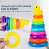1PC Children's Puzzle Rainbow Tower Collar Little Yellow Duck Stacking Fun Baby Toy
