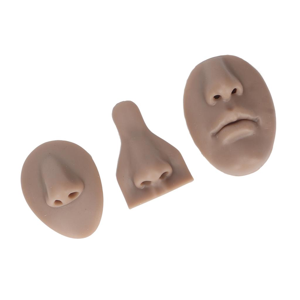 Silicone Nose Model Set Simulation 3D Soft Practice Nose Model for Nose Suture Teaching Exercise Dark Skin Color