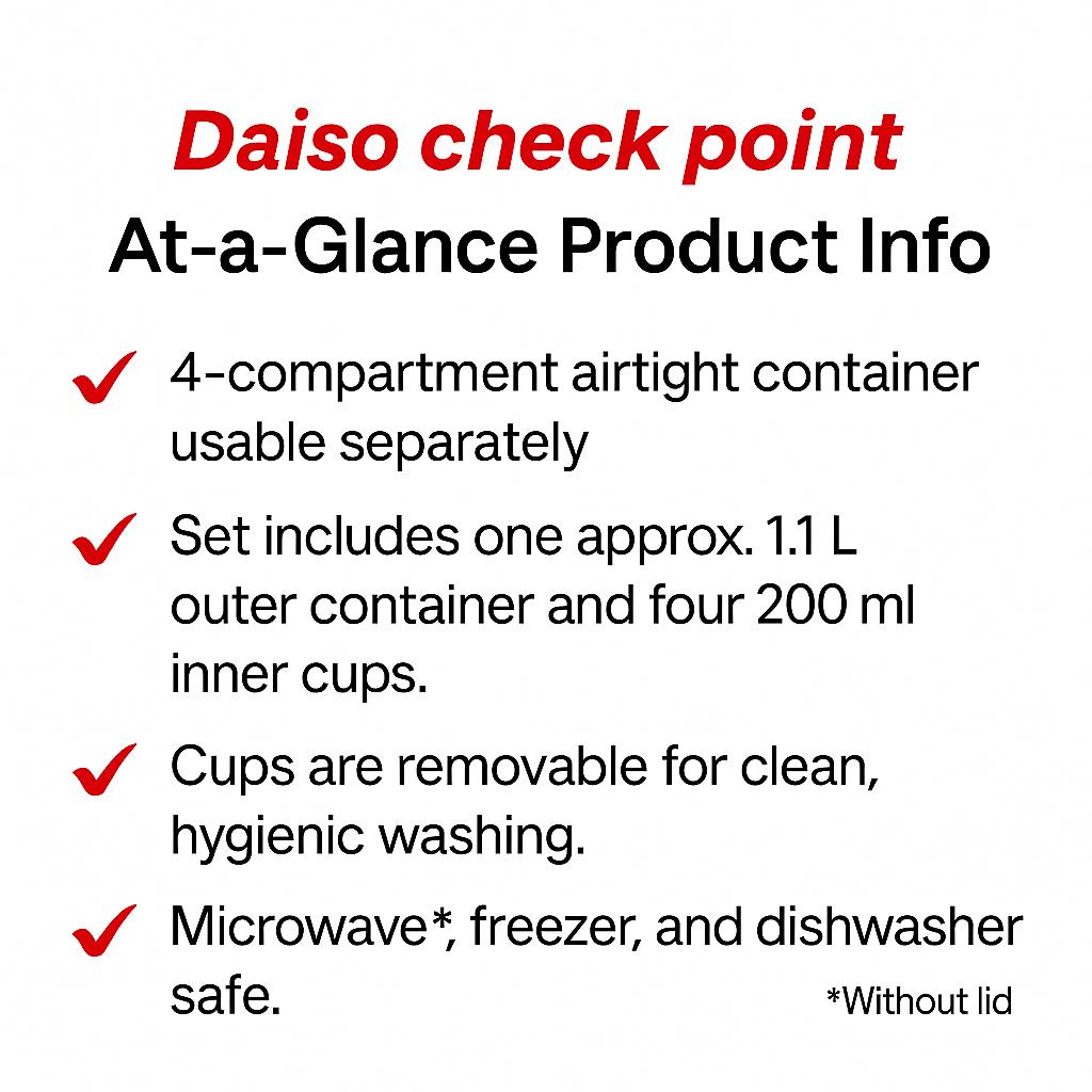Maximize Your Meal Prep: Divided 4-Compartment Square Food Container (1.1L)