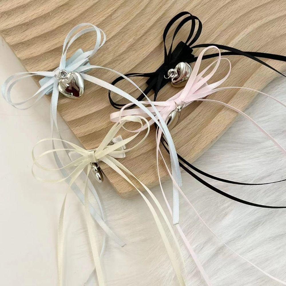 Long Ribbon Balletcore Bow Hairpin Y2K Bowknot Ribbon Hairpin Simple Bow Hairclip  Daily