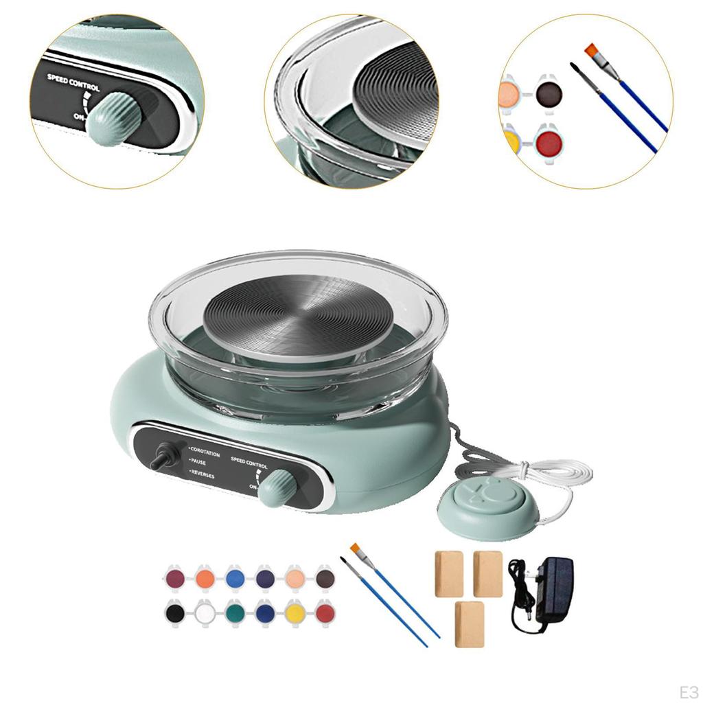 Мини гончарный круг в комплекте Керамическая машина для изготовления керамики с лепестком для ног Съемная чаша Электрическая глина