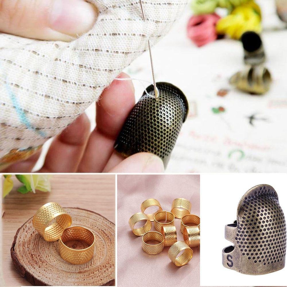 1/10pcs Stitching Tools Vintage Gold DIY Crafts Metal Needle Thimble Antique Ring Finger Protector