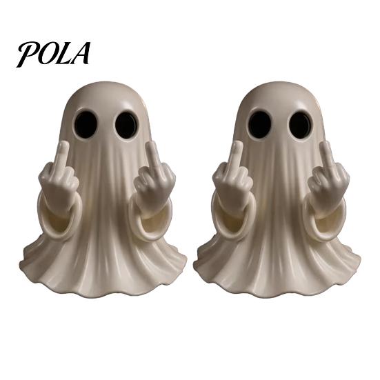 Жутко Милый Домашний Декор, Фигурка Призрака на Хэллоуин, Забавная Статуэтка Среднего Пальца, Настольные Украшения, Мультяшное Современное Смоляное Праздничное Украшение для Рабочего Стола