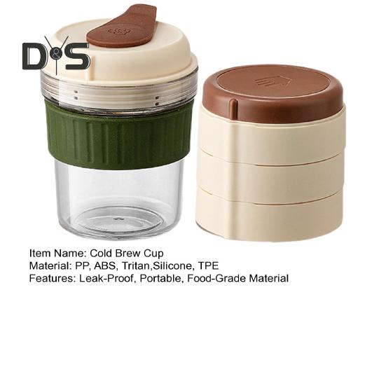 Портативная кофеварка для холодного заваривания с 3 штабелируемыми лотками для льда Бутылка-заварник из тритана без бисфенола А для холодного чая/холодного заваривания Термостойкая дорожная кружка для спортзала