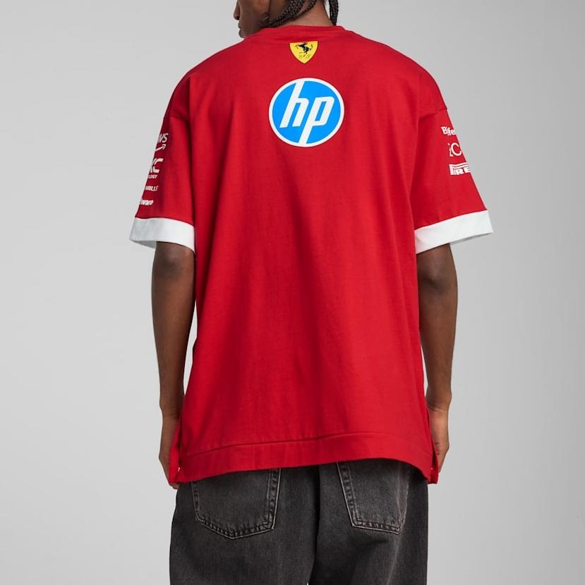 Puma Scuderia Ferrari SS25 Fashion Comfortable Loose Color Block Short Sleeve T-Shirt Men Tops Red 71357101