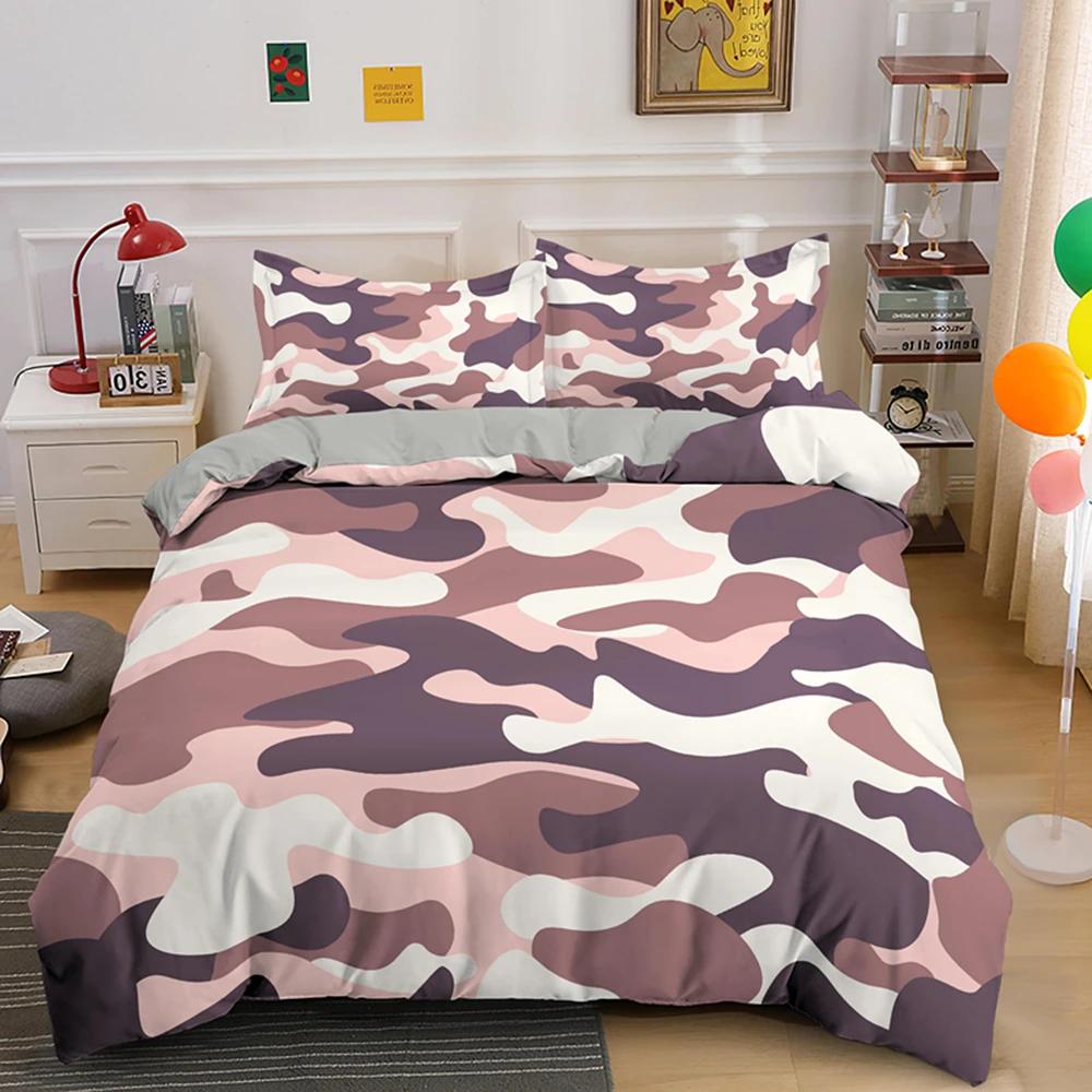 Camouflage Bedding Set Boy Teen Kids Abstract Duvet Cover with Pillowcase King Queen Twin Size Polyester Comforter Cover 2/3Pcs