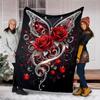 1pc Butterfly Roses Heart Outdoor Flannel Blanket Soft All Season Polyester Throw , Perfect for Picnics & Travel , Picnic Accessory