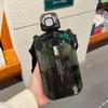 Плоская квадратная прозрачная бутылка для воды, портативная дорожная столовая с регулируемым ремешком, элегантная тонкая бутылка для спорта, кемпинга