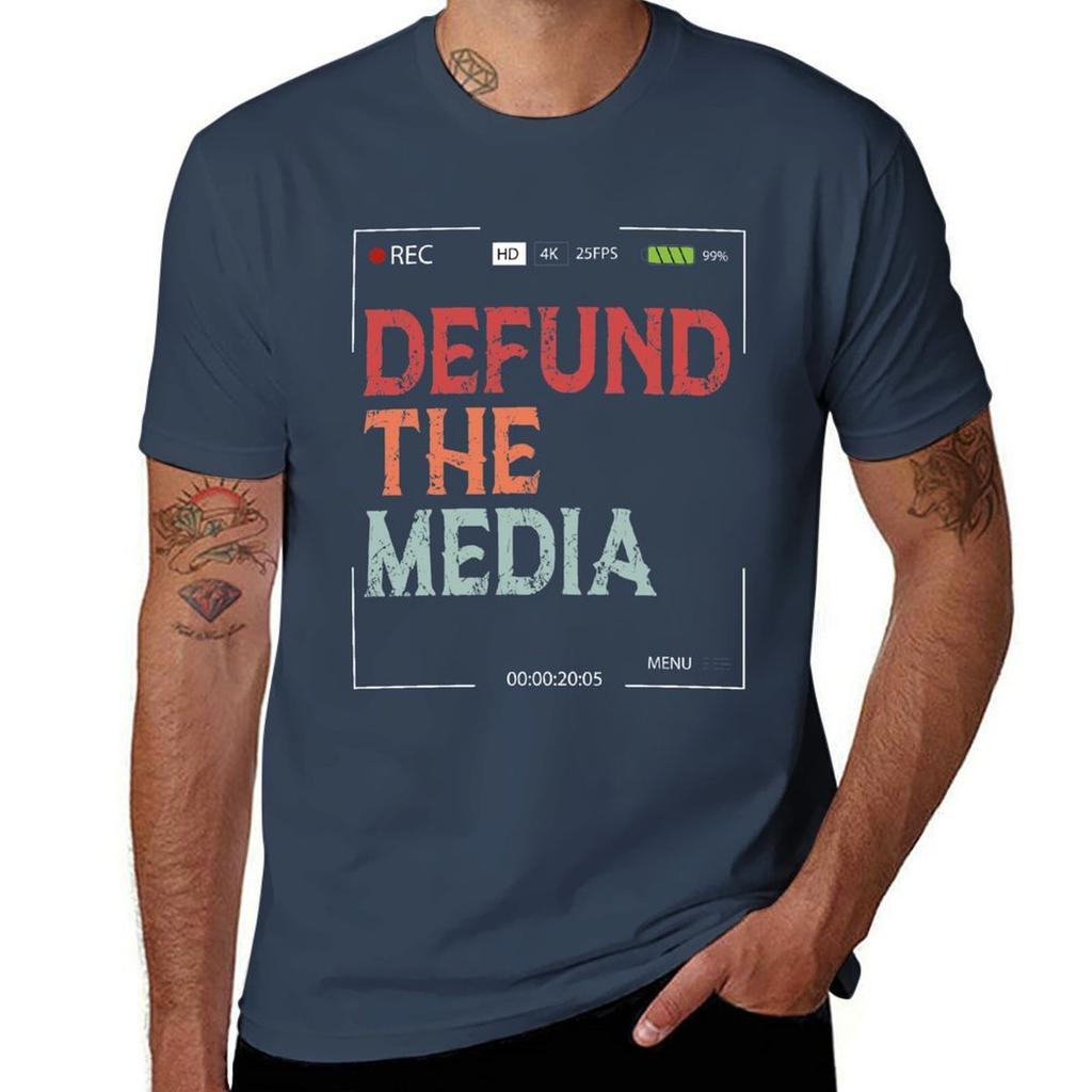Defund The Media TShirt Big and Tall Casual TShirt