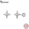 BAMOER 100% стерлингового серебра 925 пробы серьги-гвоздики в форме звезды, ручная работа 6 мм изящные позолоченные серьги с фианитами для женщин ювелирный подарок