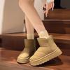 Модные толстые и теплые походные ботинки с толстой подошвой, амортизирующие, средней высоты, женские хлопковые ботинки для активного отдыха, водонепроницаемые и нескользящие, зимние ботинки