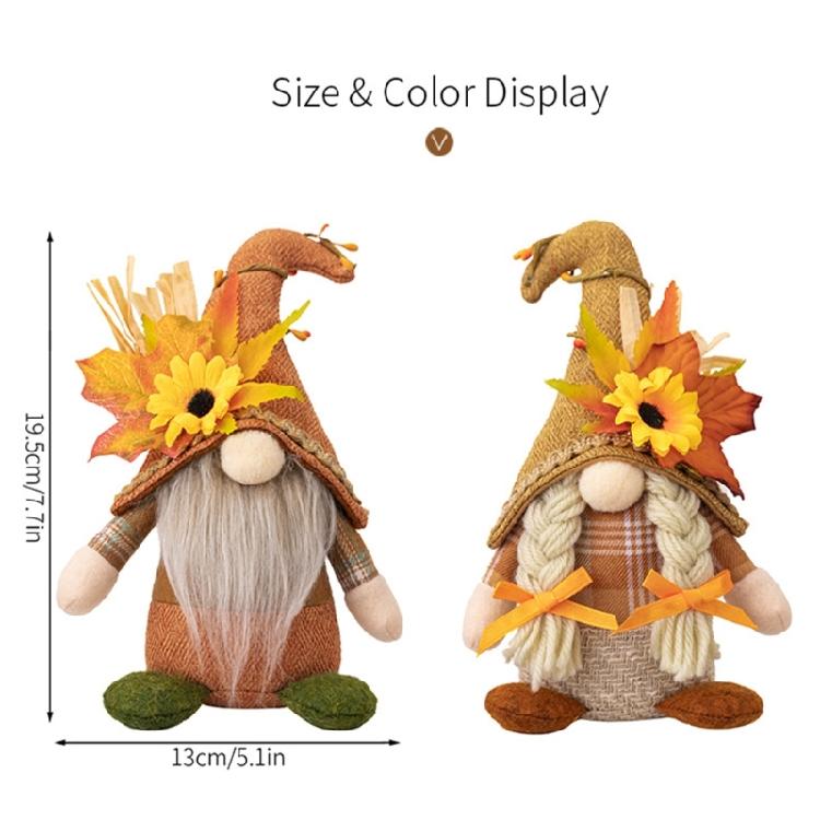 Stylish Thanksgiving Theme Standing Doll Unique Fall Season Bendable Hat Gnome Figure Table Ornament for Thanksgiving