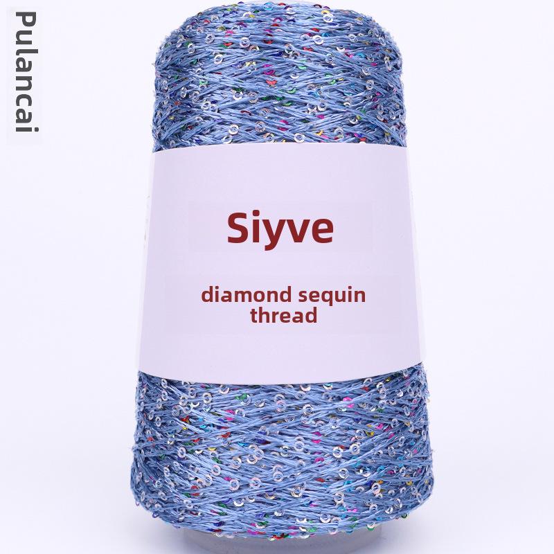 Пряжа с пайетками Siyue 2 мм - шерстяная пряжа ручной работы для проектов своими руками (100г)